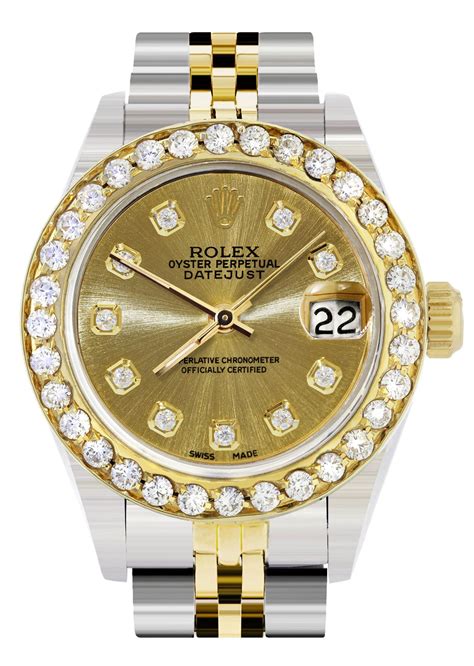 gold diamond rolex women.